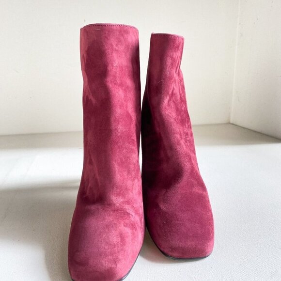 L'Intervalle Burgundy  Suede Leather Back Zip Booties 40 - Picture 2 of 8